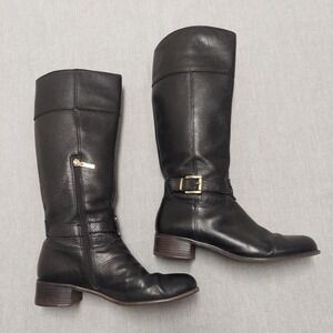 Banana Republic Riding Boots Womens 10M Black Leather Knee High Zip Equestrian
